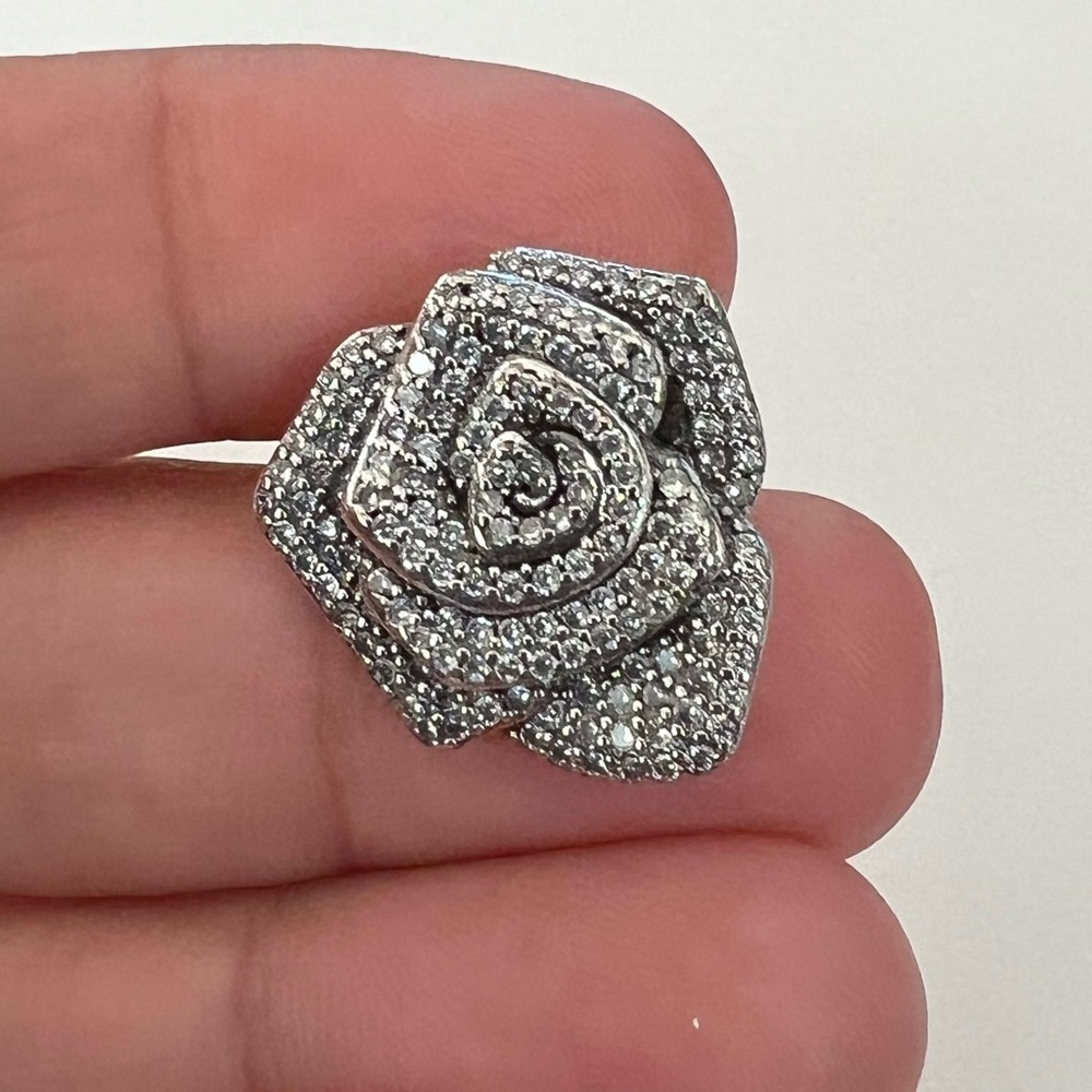 Large Sparkling Rose Charm CZ